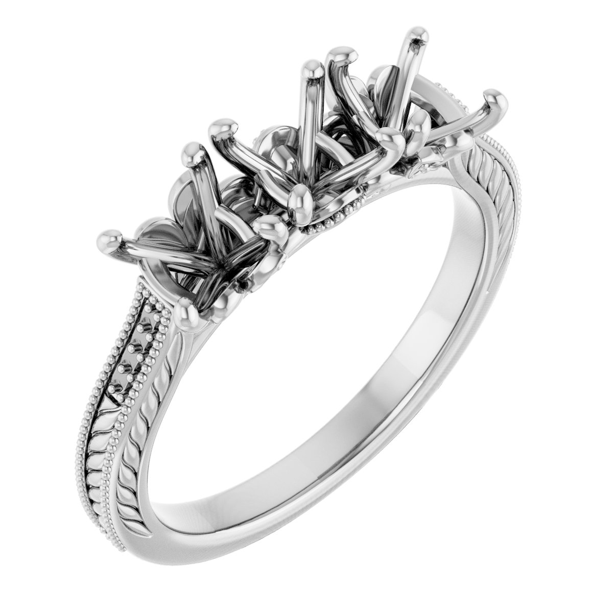 Accented Sculptural Three-Stone Anniversary Band