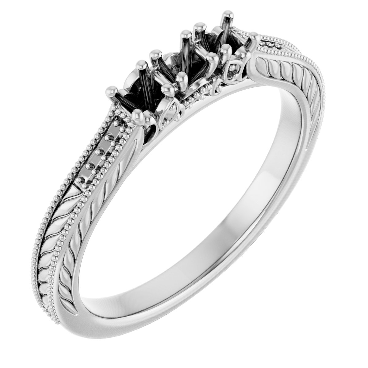 Accented Sculptural Three-Stone Anniversary Band