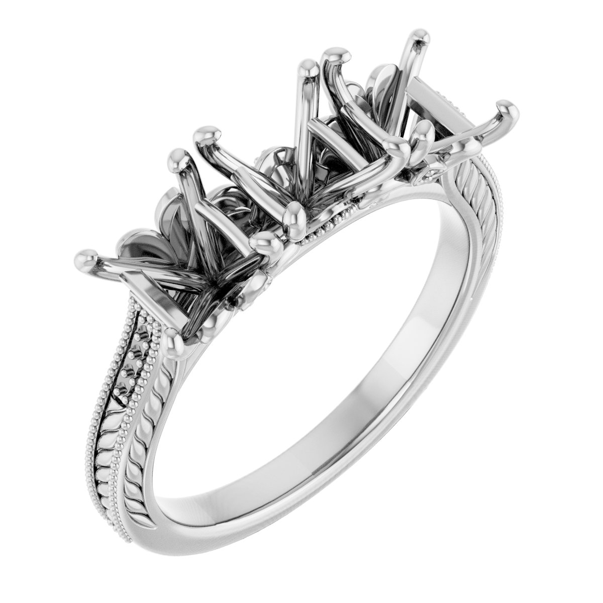 Accented Sculptural Three-Stone Anniversary Band