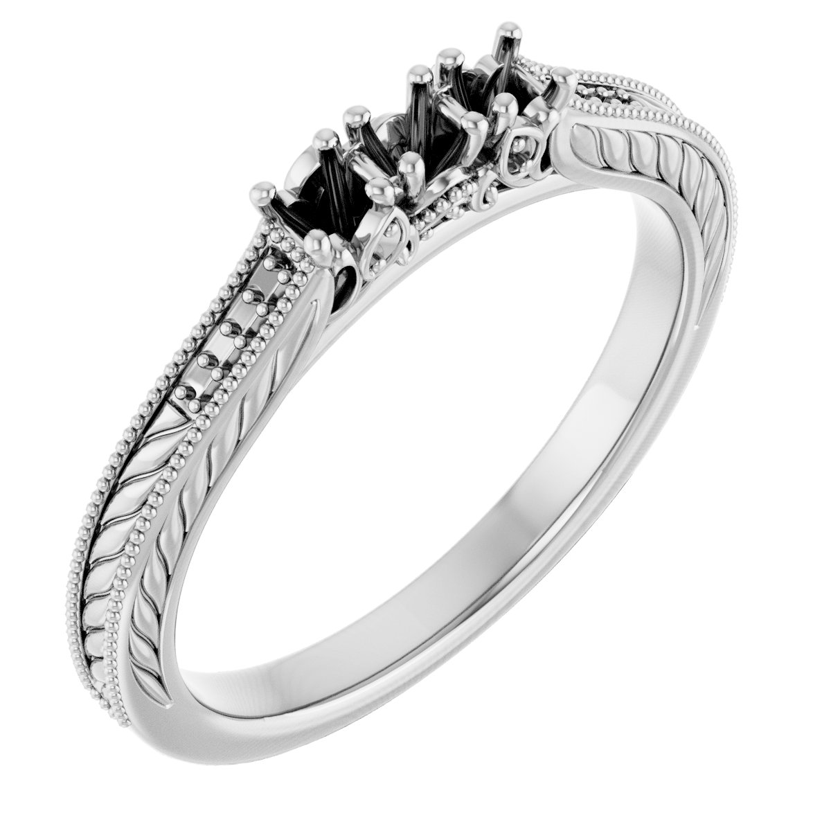 Accented Sculptural Three-Stone Anniversary Band