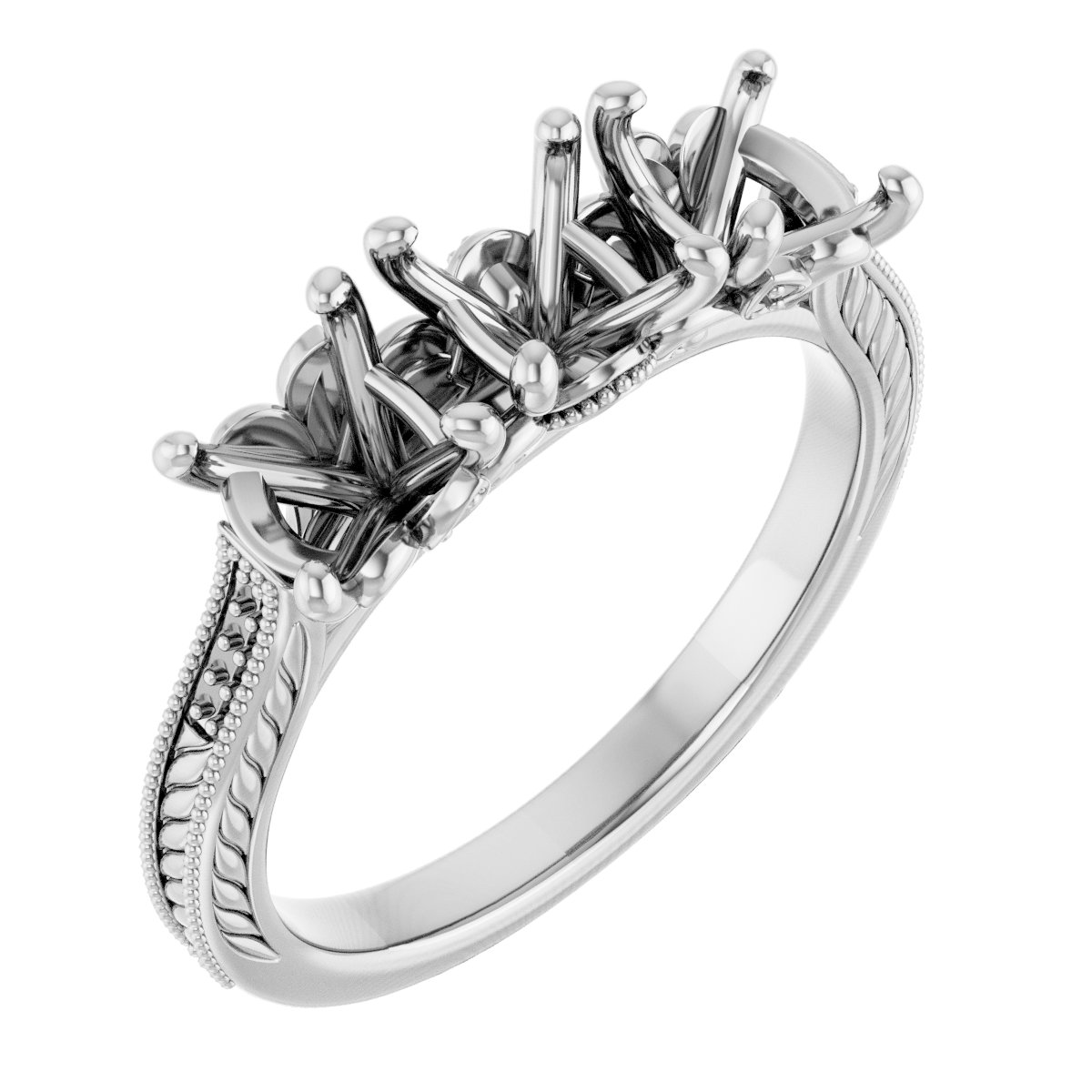 Accented Sculptural Three-Stone Anniversary Band