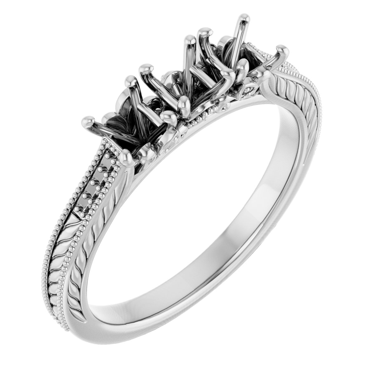 Accented Sculptural Three-Stone Anniversary Band