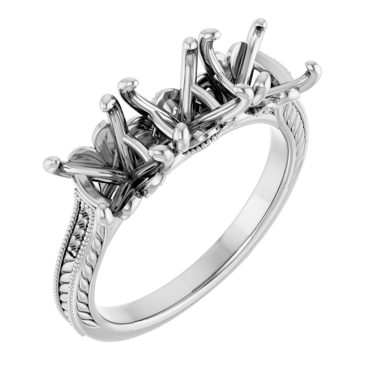 Accented Sculptural Three-Stone Anniversary Band
