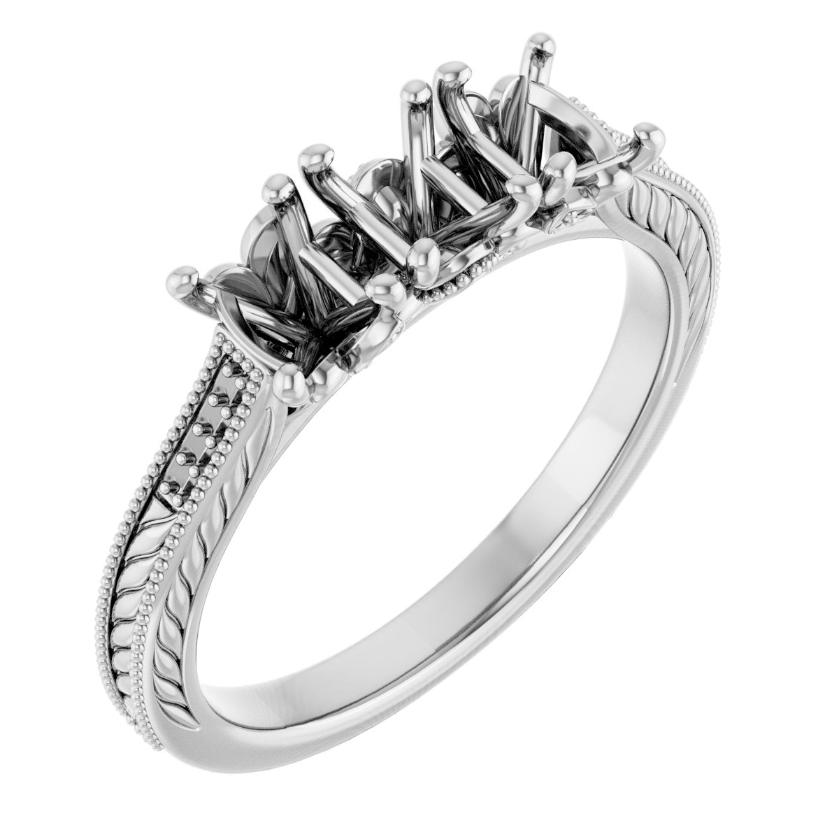 Accented Sculptural Three-Stone Anniversary Band