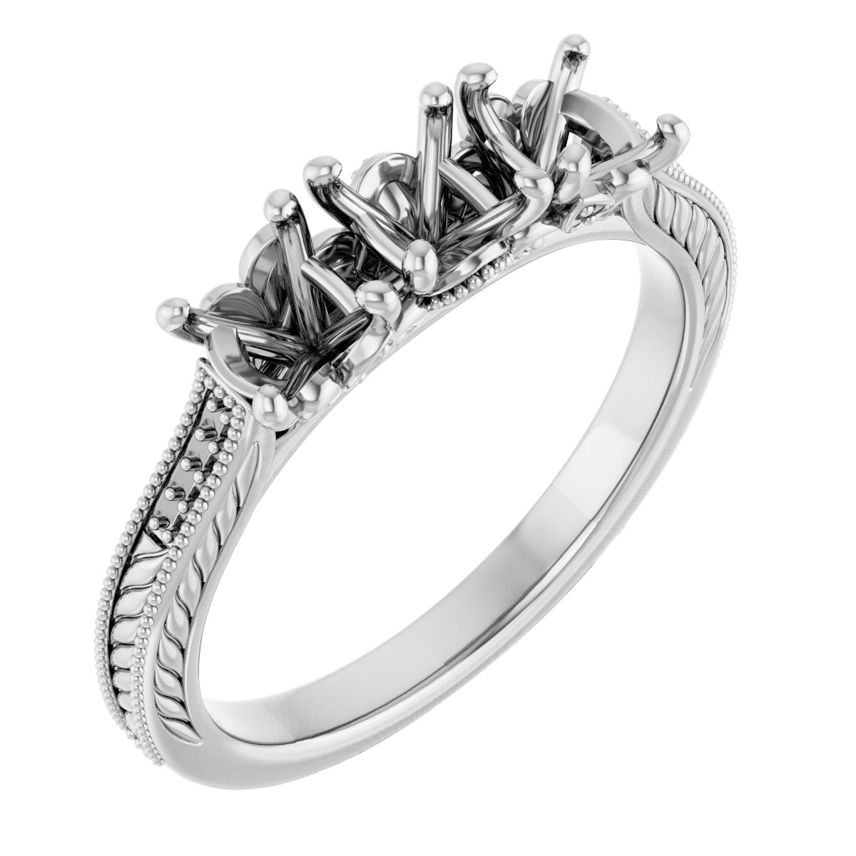 Accented Sculptural Three-Stone Anniversary Band