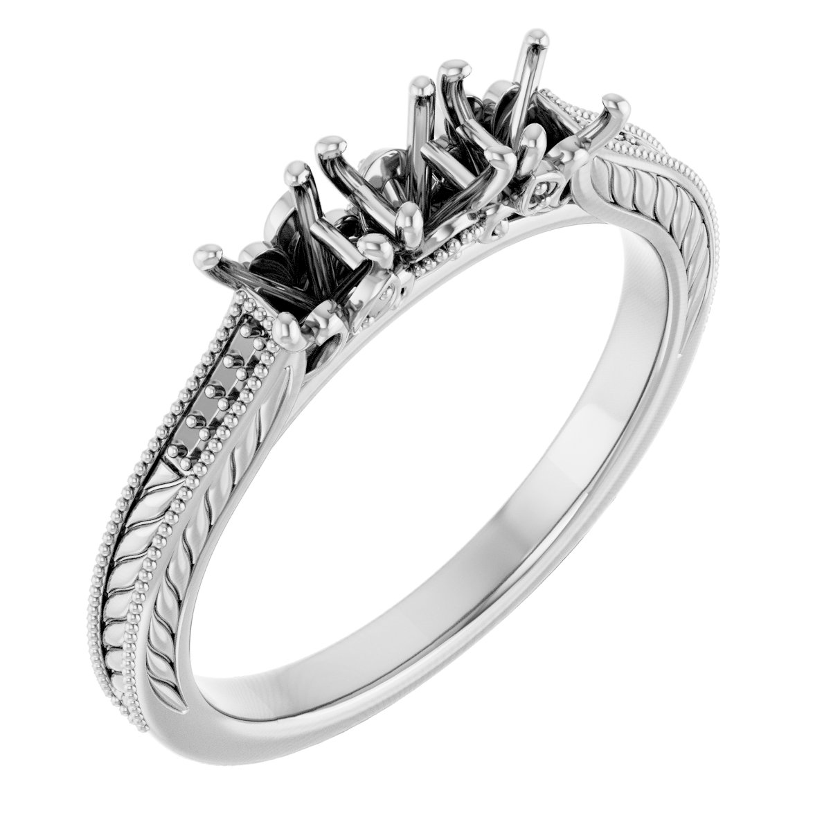 Accented Sculptural Three-Stone Anniversary Band