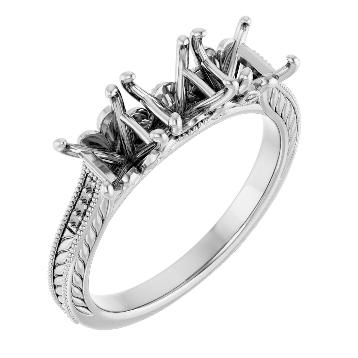 Accented Sculptural Three-Stone Anniversary Band