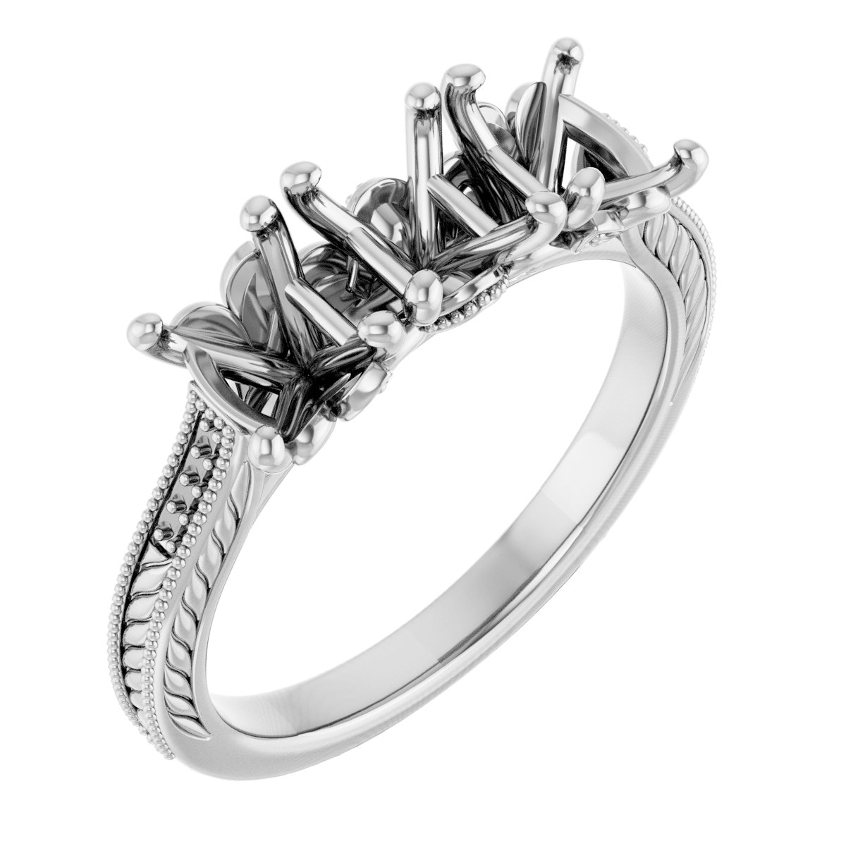 Accented Sculptural Three-Stone Anniversary Band
