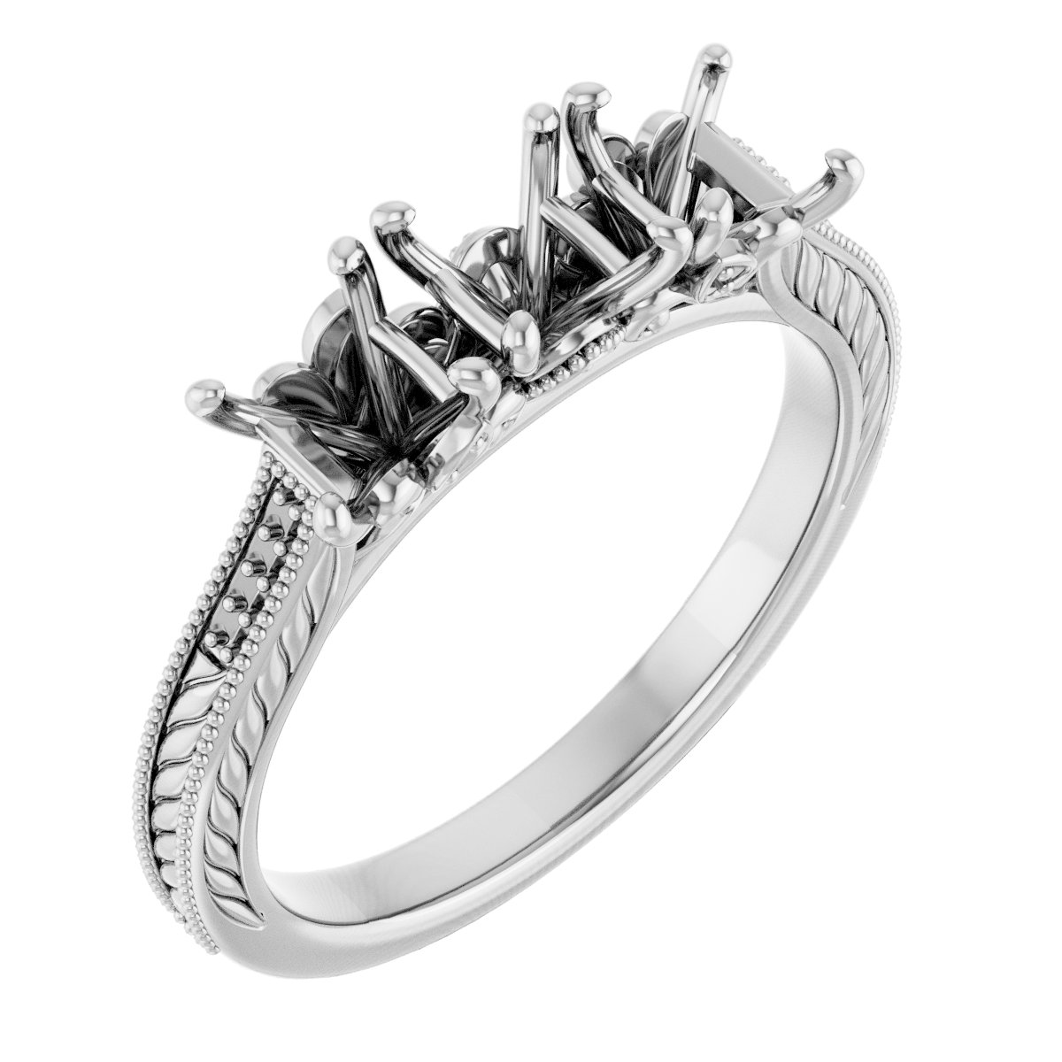 Accented Sculptural Three-Stone Anniversary Band