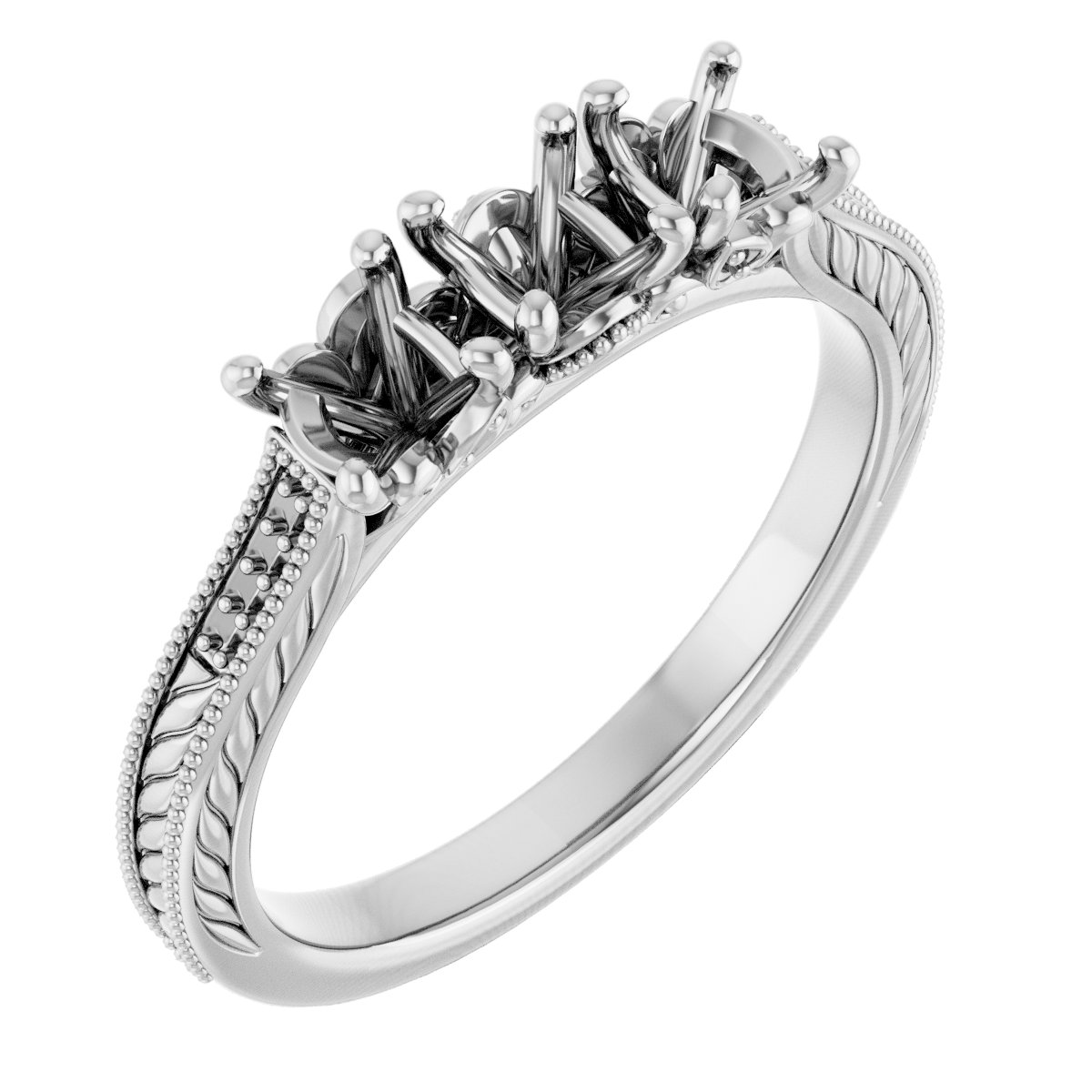 Accented Sculptural Three-Stone Anniversary Band