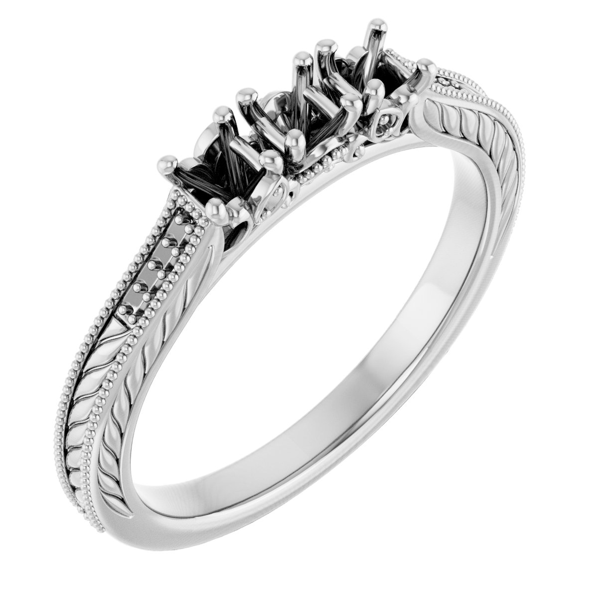 Accented Sculptural Three-Stone Anniversary Band
