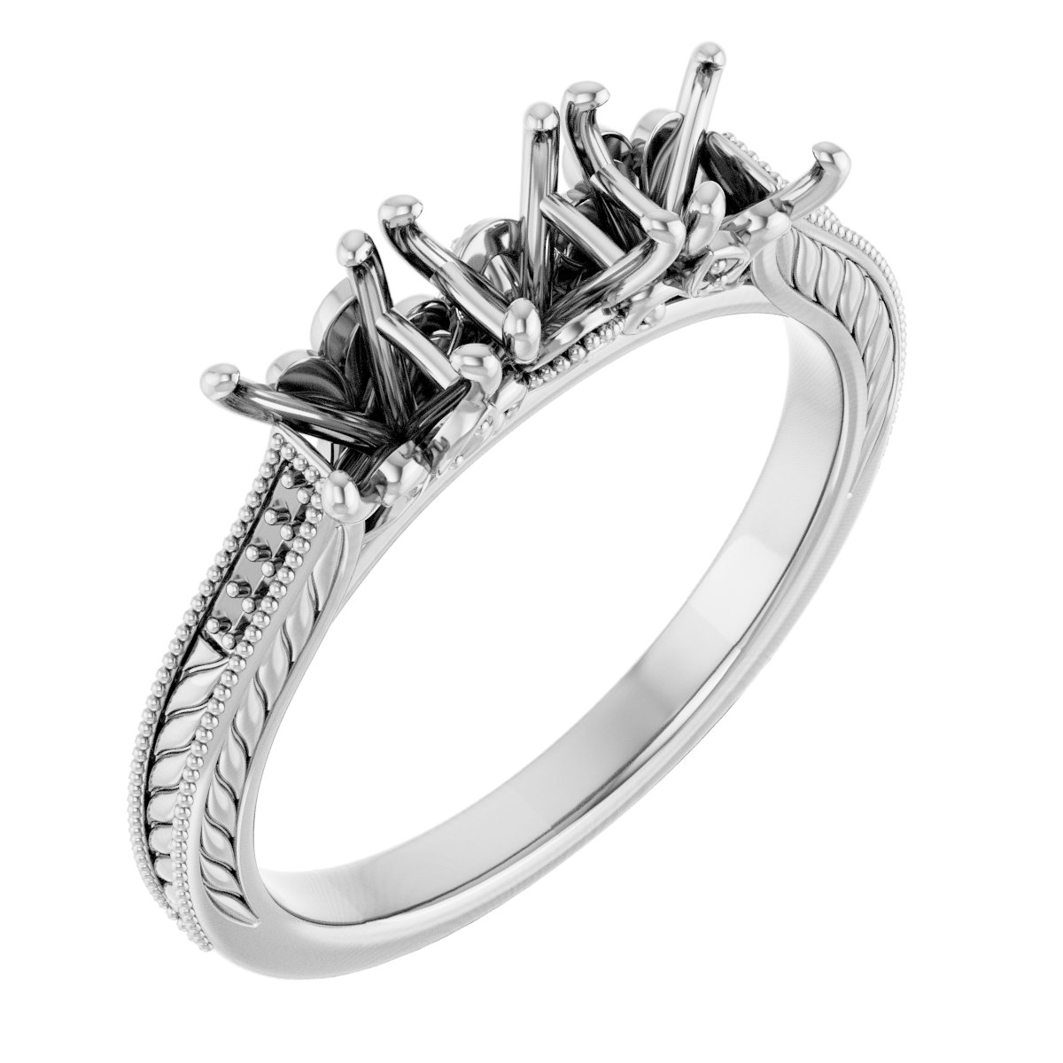 Accented Sculptural Three-Stone Anniversary Band