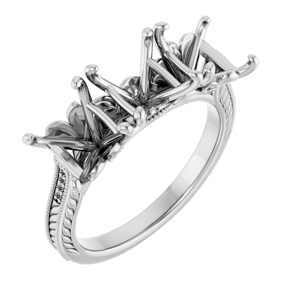 Accented Sculptural Three-Stone Anniversary Band