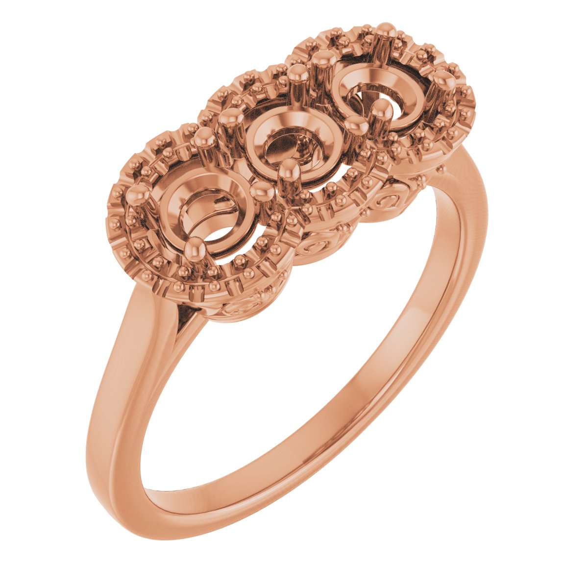 14K Rose 4.1 mm Round 5/8 CTW Natural Diamond Semi-Set Anniversary Band 