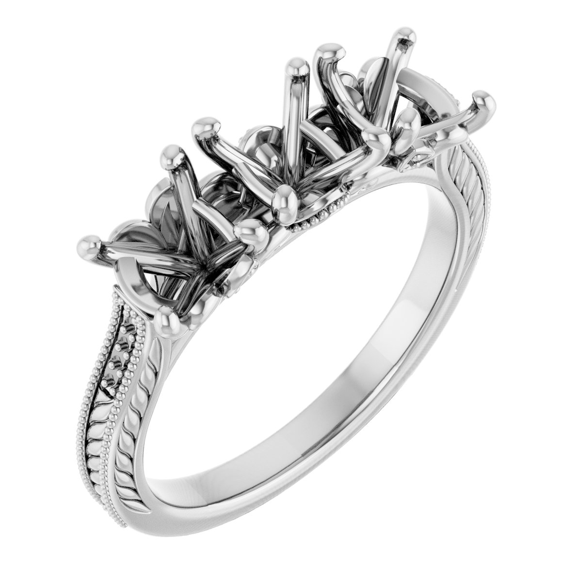 Accented Sculptural Three-Stone Anniversary Band