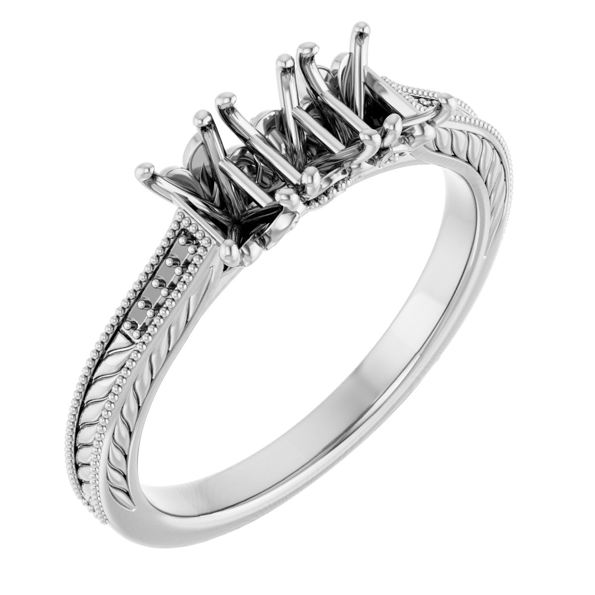 Accented Sculptural Three-Stone Anniversary Band