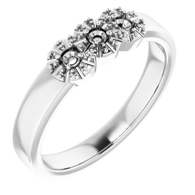 Three-Stone Halo-Style Engagement Ring