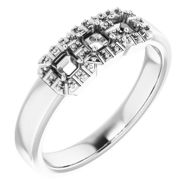 Three-Stone Halo-Style Engagement Ring