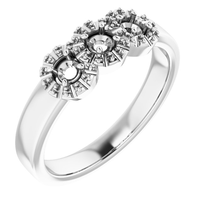 Three-Stone Halo-Style Engagement Ring