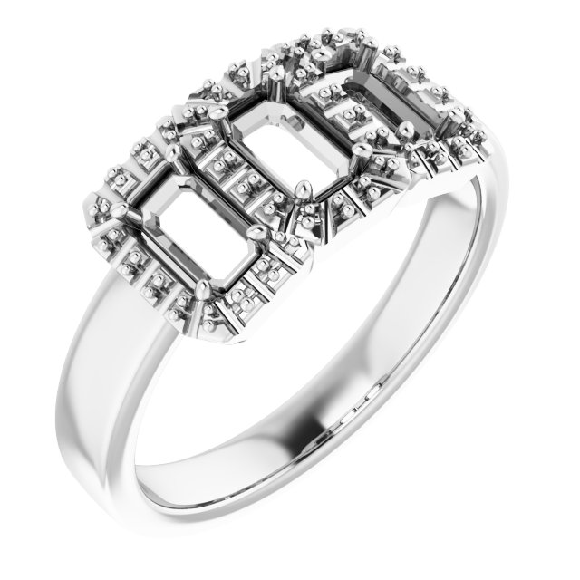 Three-Stone Halo-Style Engagement Ring