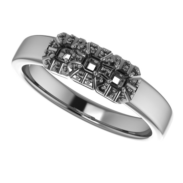 4x4 mm Square Three-Stone Halo-Style Engagement Ring Mounting view 5