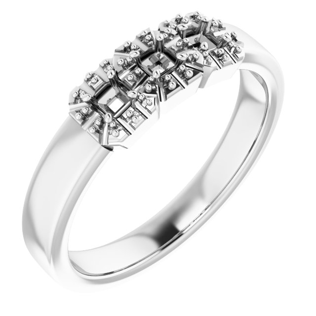 Three-Stone Halo-Style Engagement Ring