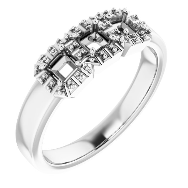 Three-Stone Halo-Style Engagement Ring