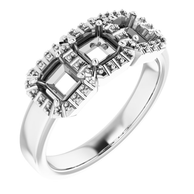Three-Stone Halo-Style Engagement Ring