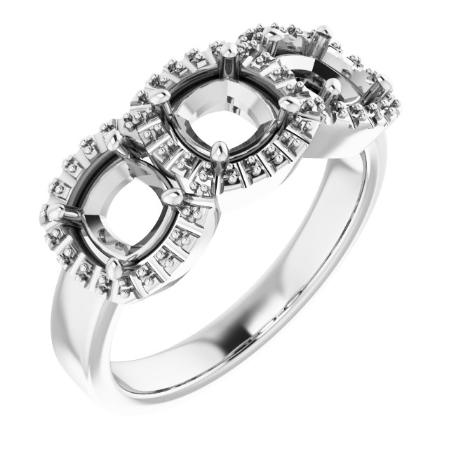 Three-Stone Halo-Style Engagement Ring
