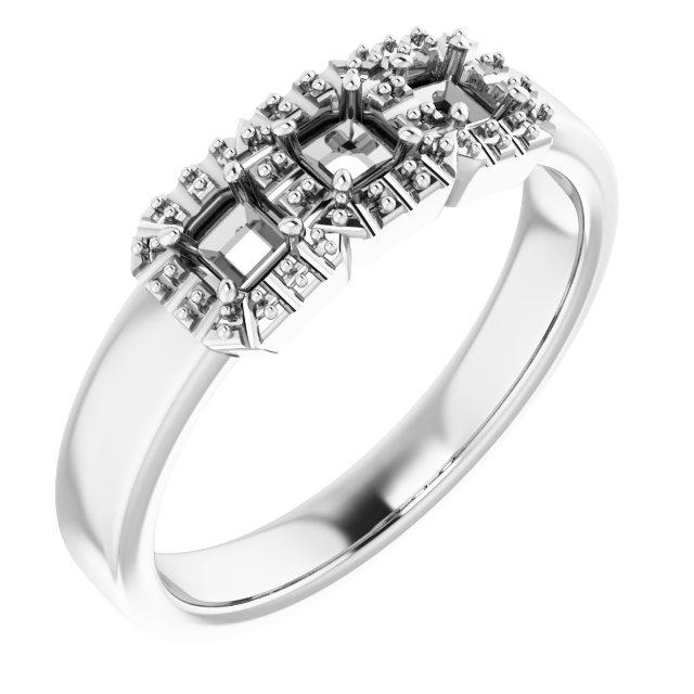 Three-Stone Halo-Style Engagement Ring