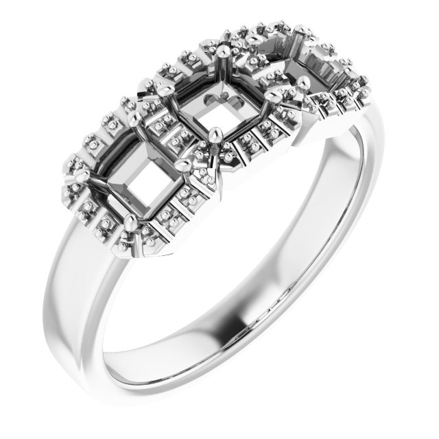 Three-Stone Halo-Style Engagement Ring