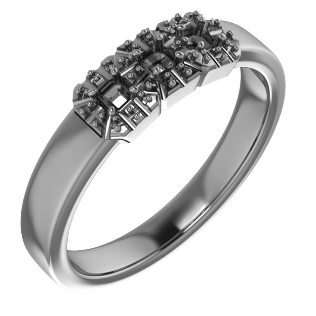 4x4 mm Square Three-Stone Halo-Style Engagement Ring Mounting
