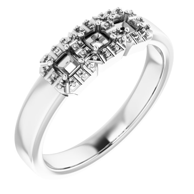 Three-Stone Halo-Style Engagement Ring