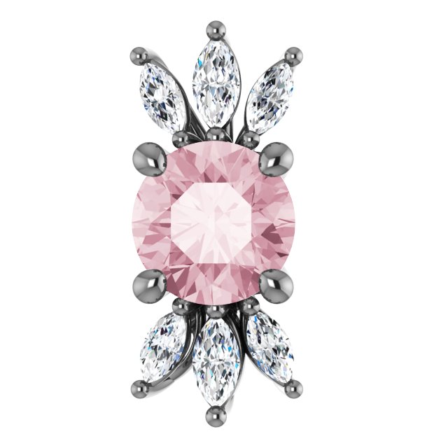 14K White Natural Pink Morganite & 1/5 CTW Natural Diamond Pendant