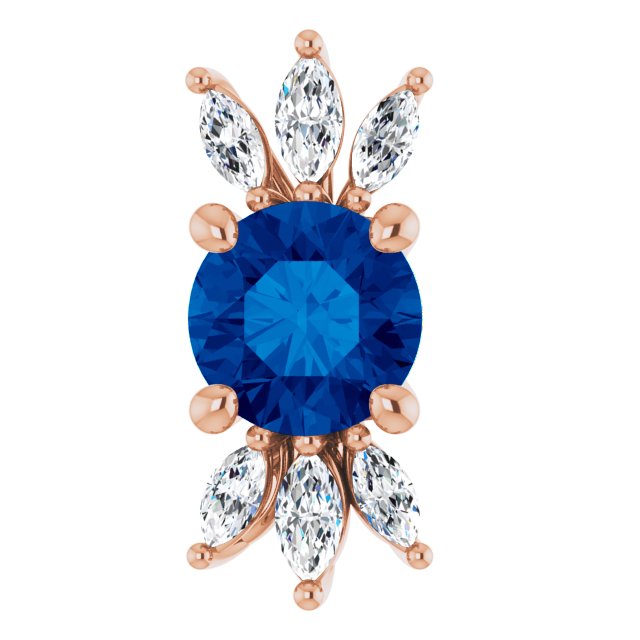 14K Rose Lab-Grown Blue Sapphire & 1/5 CTW Natural Diamond Pendant