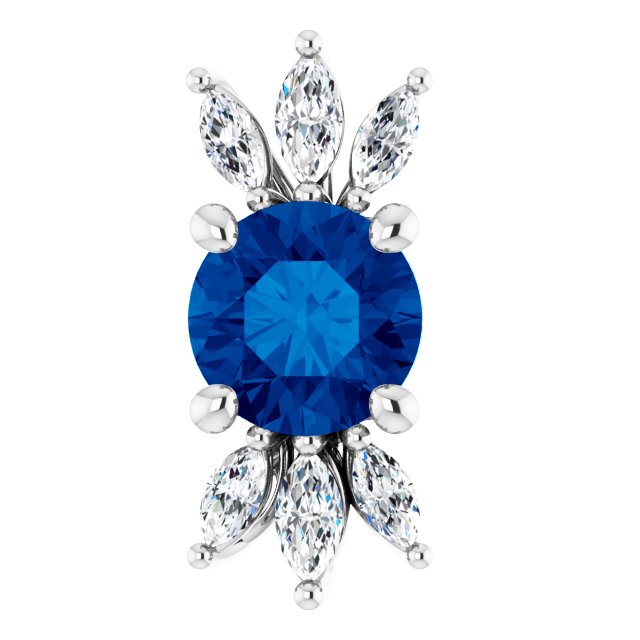Sterling Silver Lab-Grown Blue Sapphire & 1/5 CTW Natural Diamond Pendant