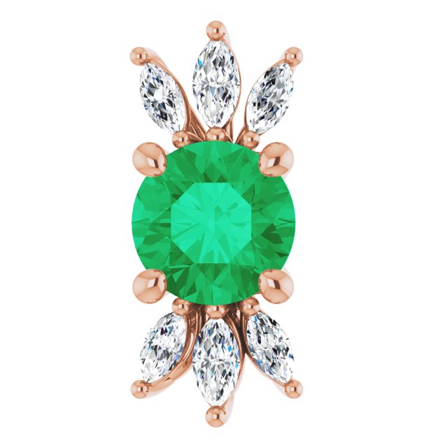 14K Rose Natural Emerald & 1/5 CTW Natural Diamond Pendant