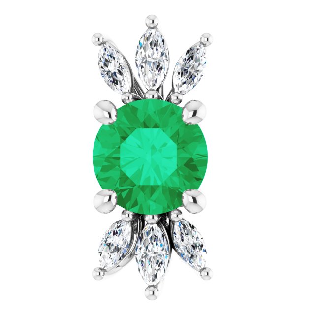 Sterling Silver Natural Emerald & 1/5 CTW Natural Diamond Pendant