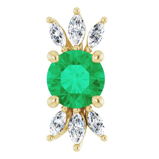 14K Yellow Lab-Grown Emerald & 1/5 CTW Natural Diamond Pendant