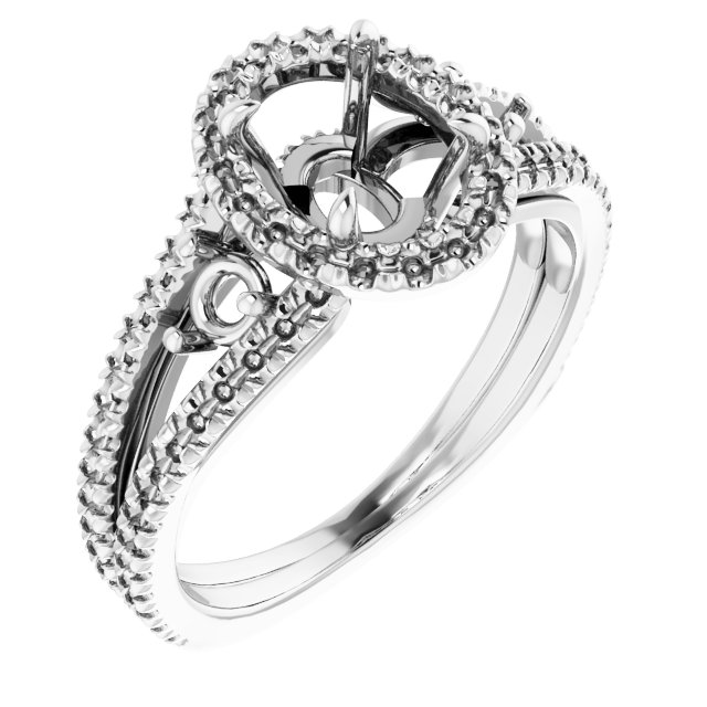 French-Set Halo-Style Engagement Ring or Band