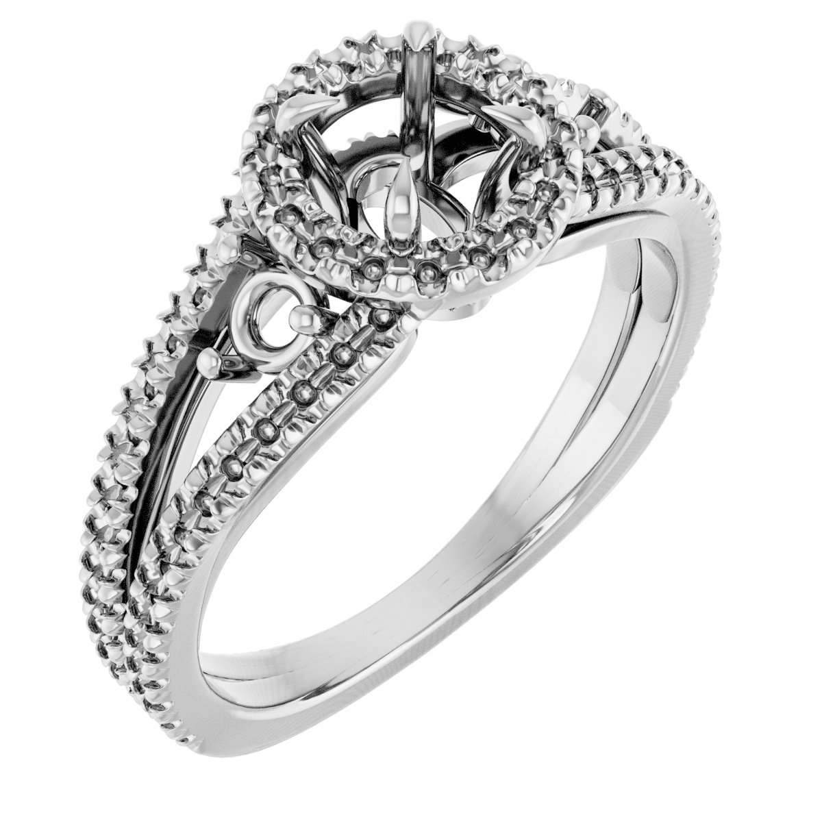 French-Set Halo-Style Engagement Ring or Band