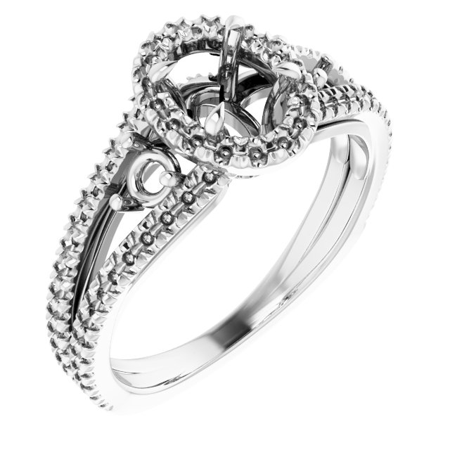 French-Set Halo-Style Engagement Ring or Band