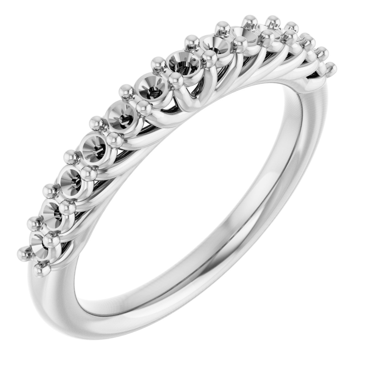 14K White 2 mm Round Anniversary Band Mounting 