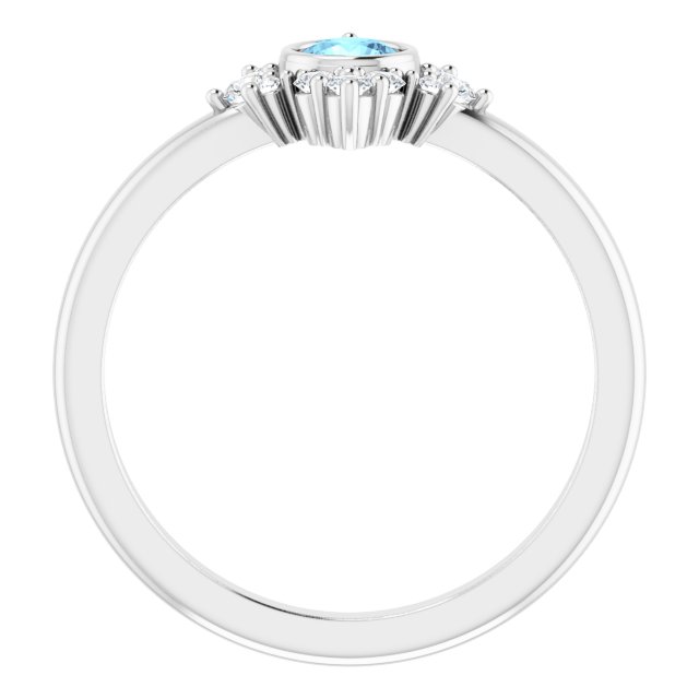 14K White Natural Aquamarine & 1/5 CTW Natural Diamond Ring 