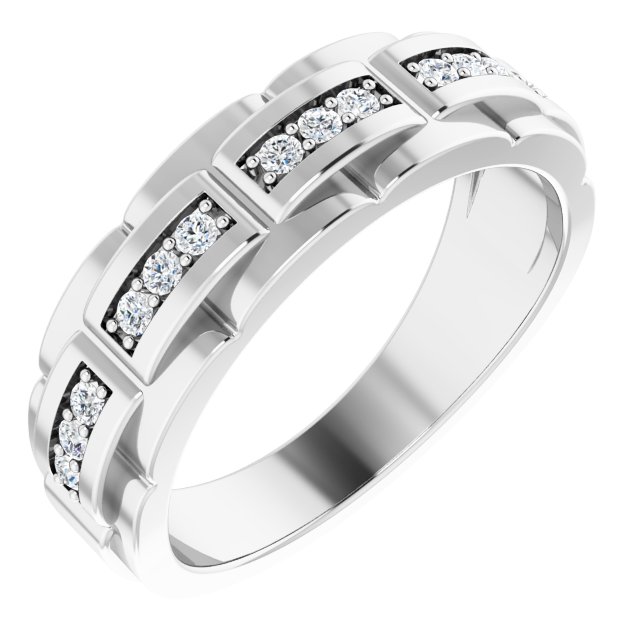 14K White 1/4 CTW Natural Diamond Pattern Ring