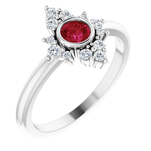 Sterling Silver Ruby & 1/5 CTW Natural Diamond Ring 