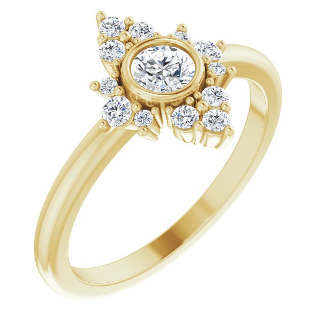 14K Yellow Natural White Sapphire & 1/5 CTW Natural Diamond Ring 