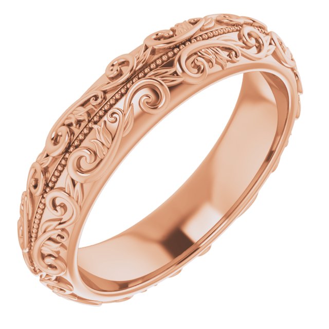 14K Rose 5 mm Scroll Band with Milgrain Size 8 Ref 15641149