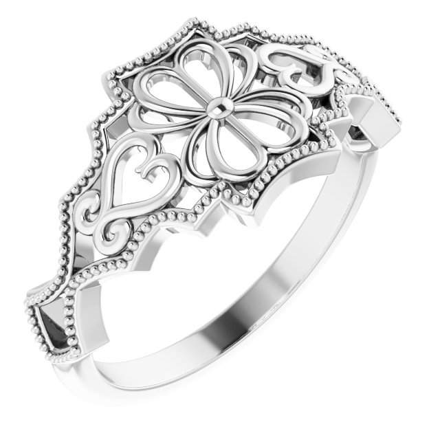 14K White Vintage-Inspired Ring