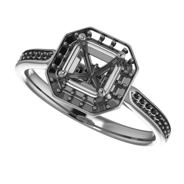 10x10 mm Heart Engagement Ring Mounting view 5